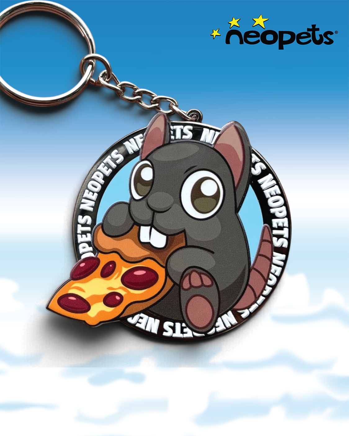 Neopets - Pizza Rat Meepit FLYT Badge Keychain – CptnAlex Designs