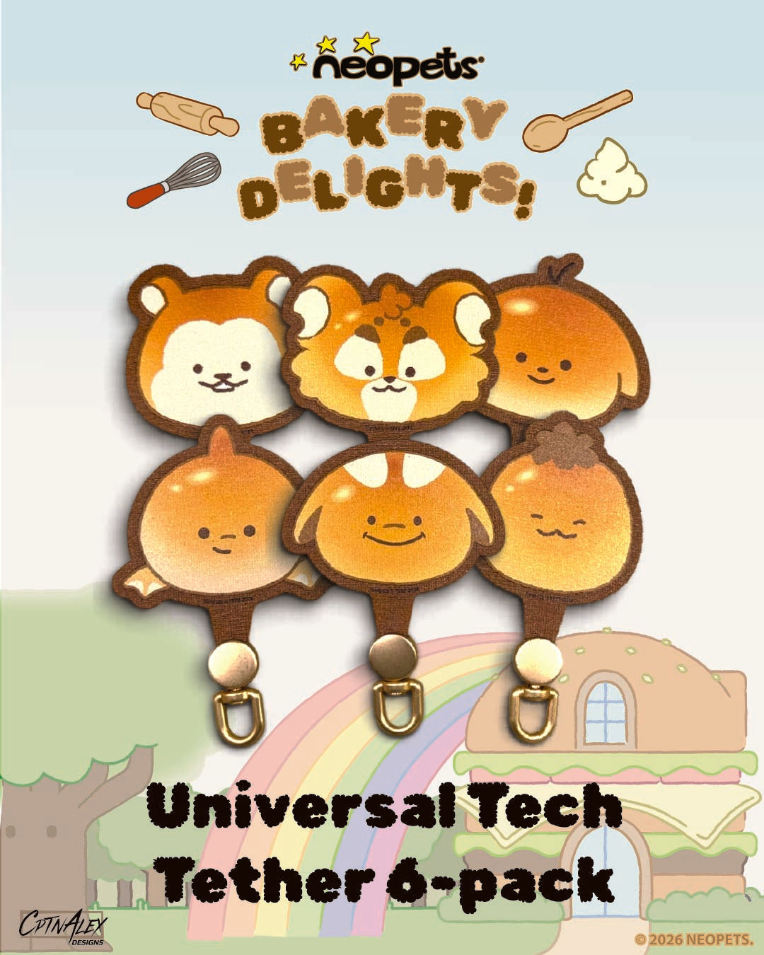 Neopets - Bakery Delights Universal Tech Tether 6 Pack