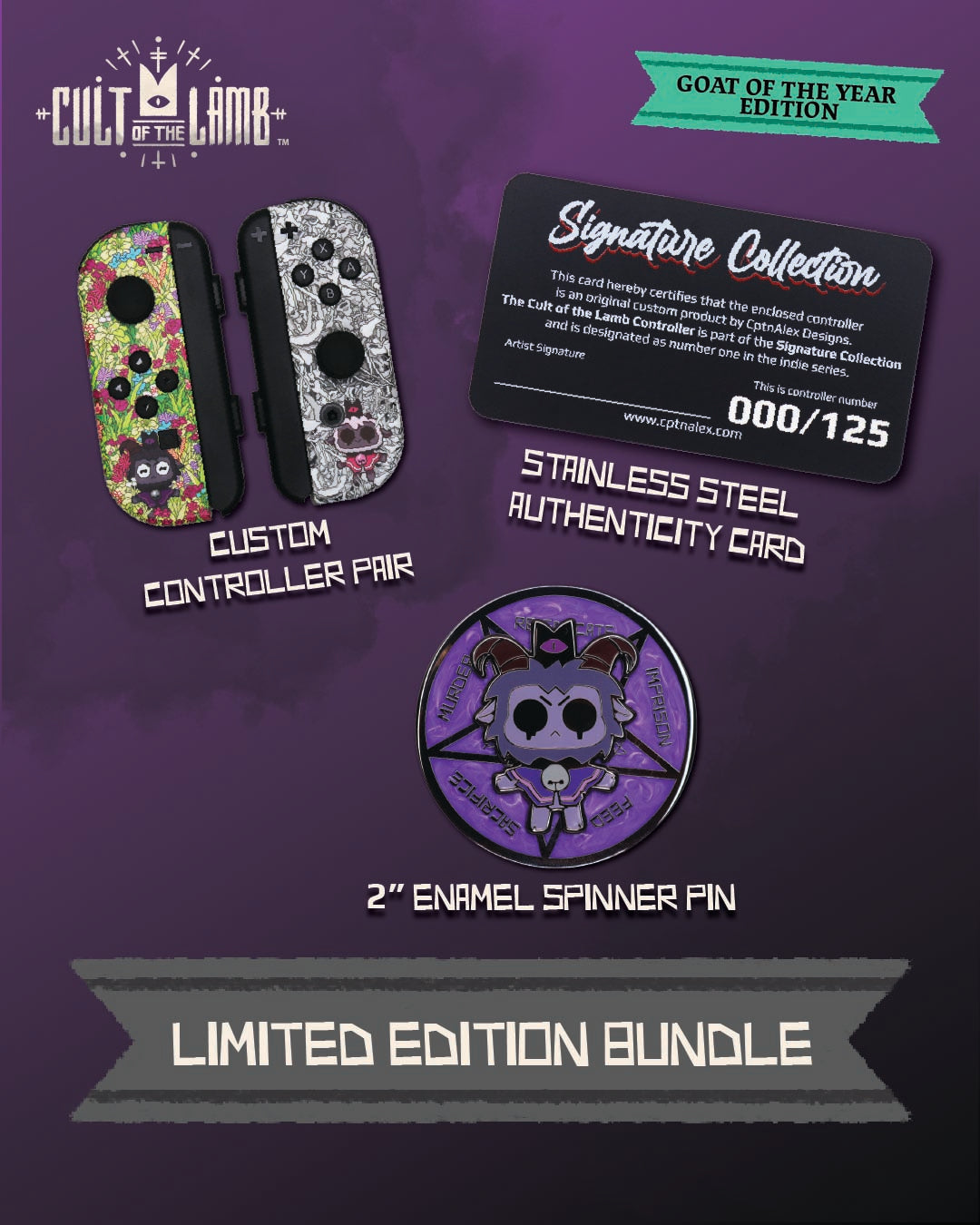 Cult of the Lamb Licensed Joy-Con (A) for Switch - Goat of the Year Edition