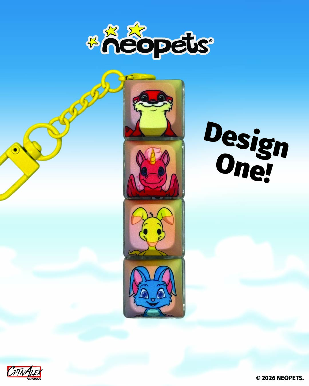 Neopets Rainbow Wonderland Keycaps & Fidget Keychain
