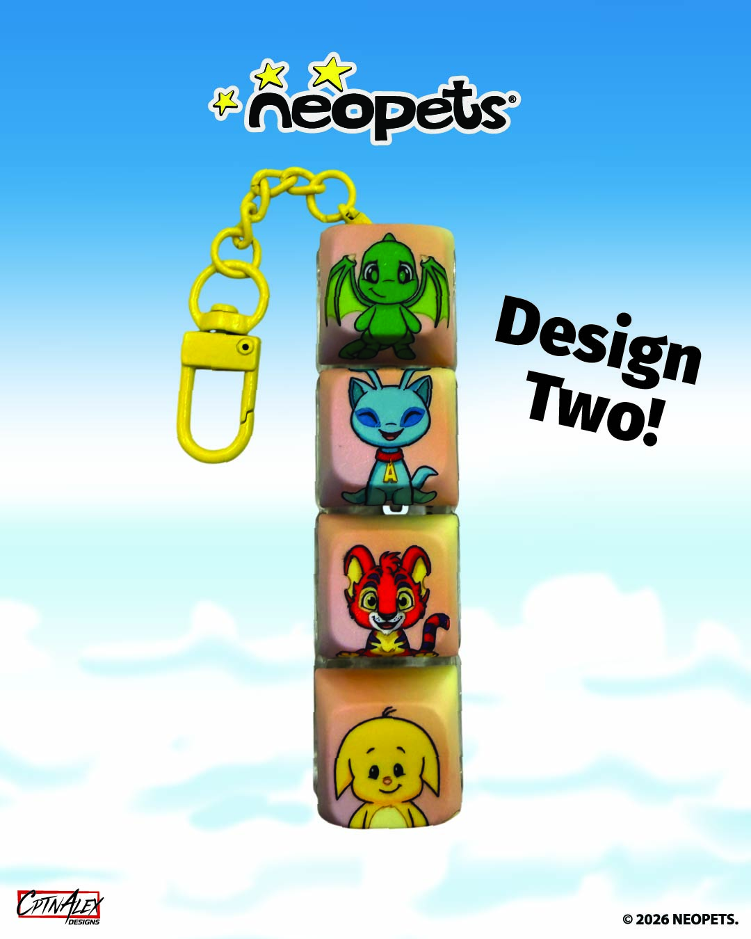 Neopets Rainbow Wonderland Keycaps & Fidget Keychain