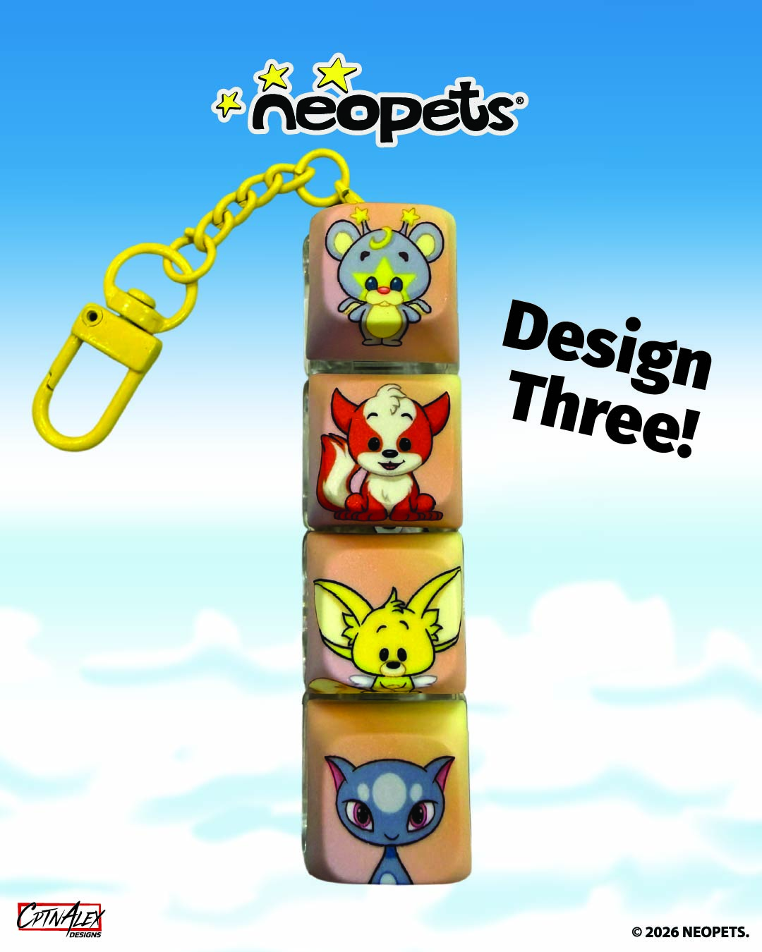 Neopets Rainbow Wonderland Keycaps & Fidget Keychain