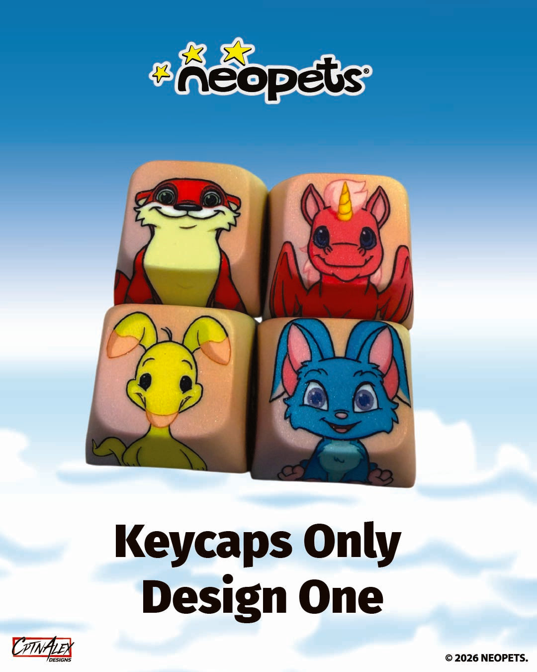 Neopets Rainbow Wonderland Keycaps & Fidget Keychain