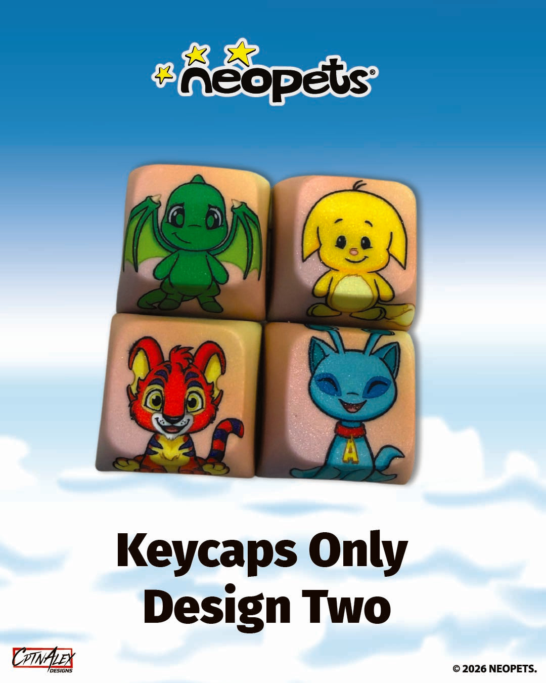 Neopets Rainbow Wonderland Keycaps & Fidget Keychain