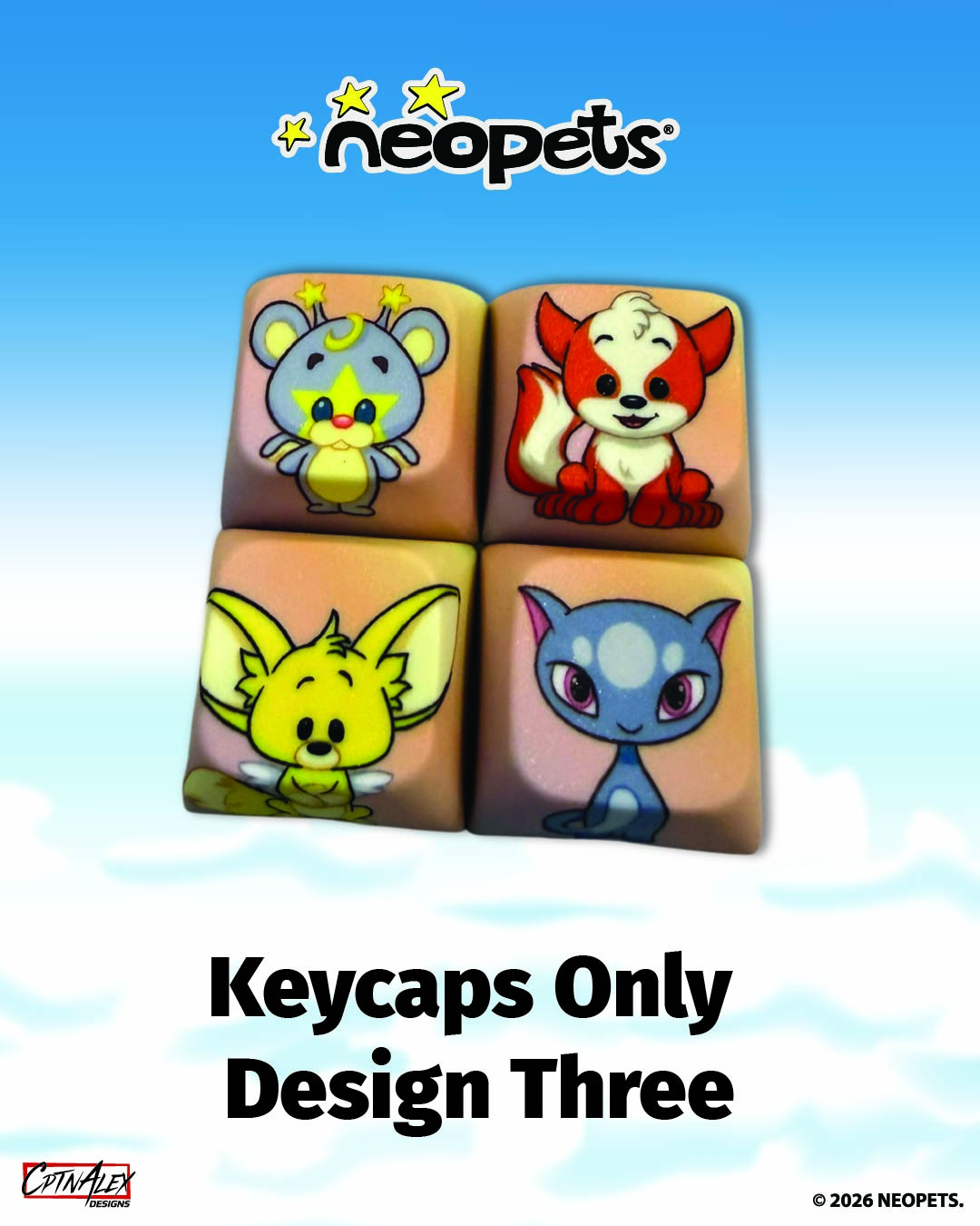 Neopets Rainbow Wonderland Keycaps & Fidget Keychain