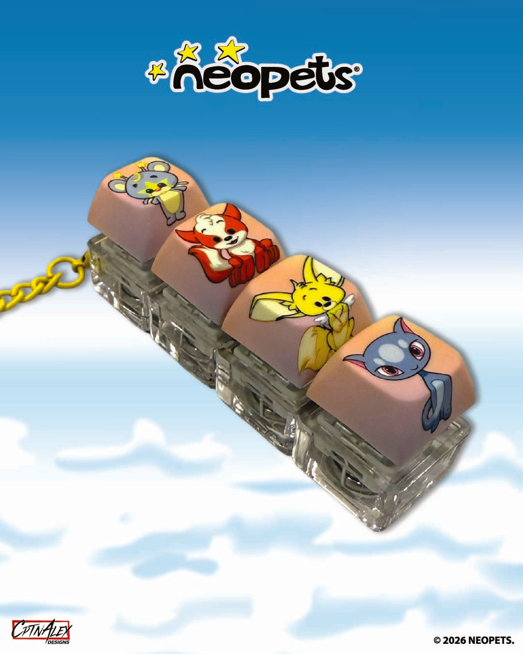 Neopets Rainbow Wonderland Keycaps & Fidget Keychain