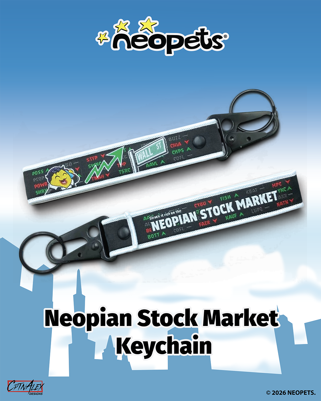Neopets - Neopian Stock Exchange Wrist Strap Keychain
